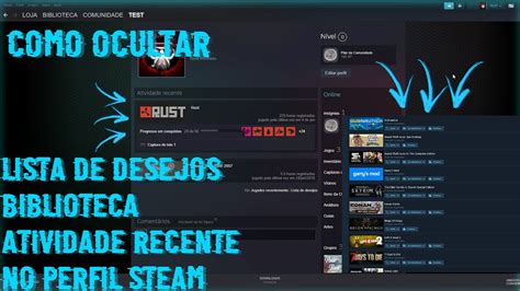 ocultar atividade recente steam